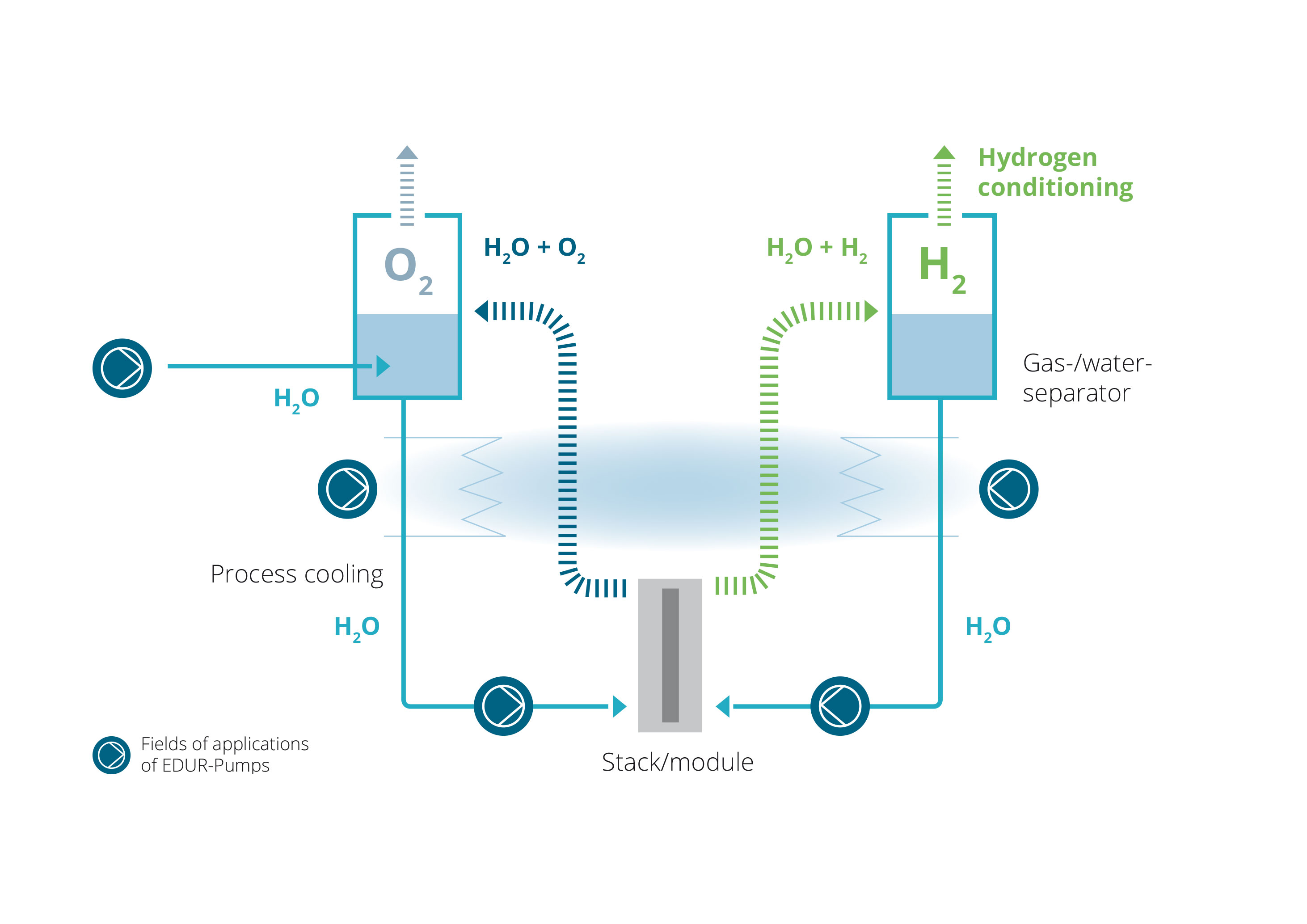 Figure: EDUR-Pumps in Hydrogen Production by Electrolysis